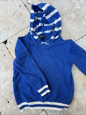 PLEASE Kids Blue Hooded Sweater with White Striped Hood